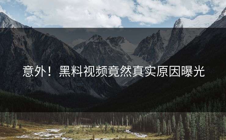意外！黑料视频竟然真实原因曝光  第1张