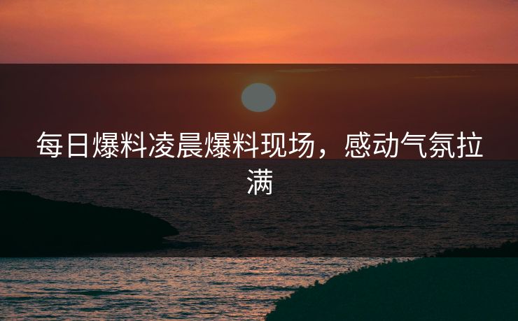 每日爆料凌晨爆料现场，感动气氛拉满  第1张