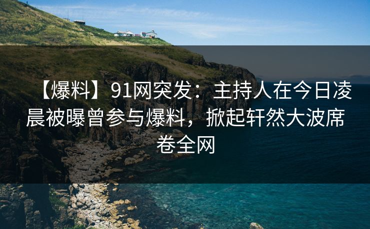 【爆料】91网突发：主持人在今日凌晨被曝曾参与爆料，掀起轩然大波席卷全网  第1张