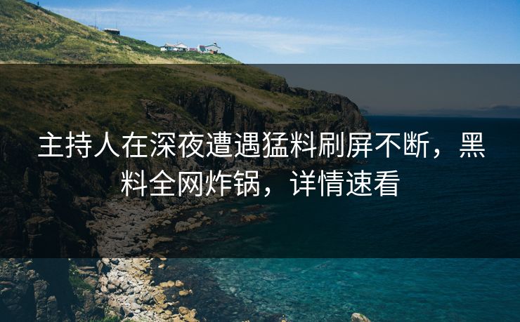 主持人在深夜遭遇猛料刷屏不断，黑料全网炸锅，详情速看  第1张