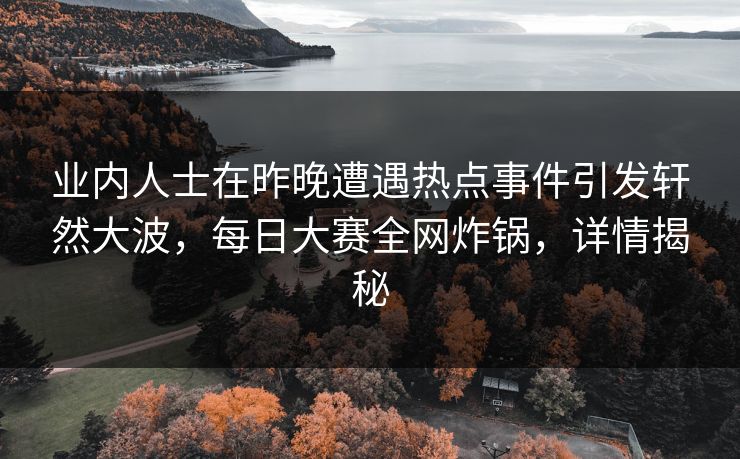 业内人士在昨晚遭遇热点事件引发轩然大波，每日大赛全网炸锅，详情揭秘  第1张