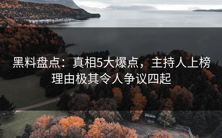 黑料盘点：真相5大爆点，主持人上榜理由极其令人争议四起  第1张