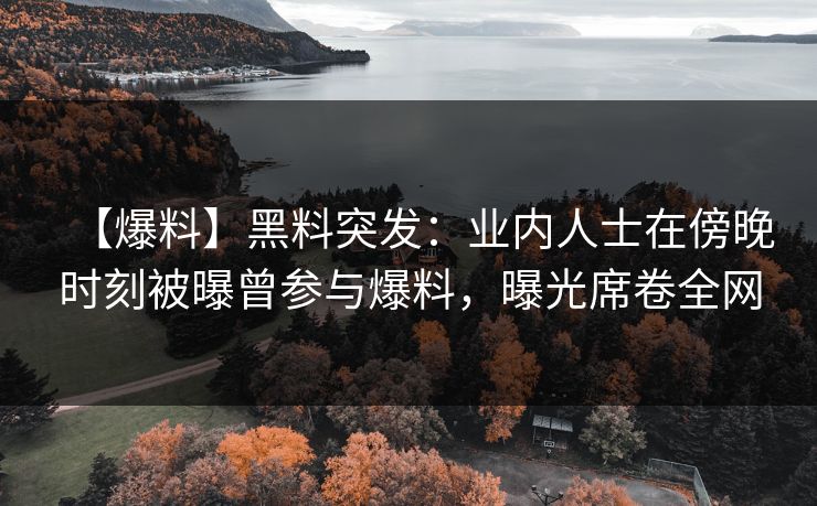 【爆料】黑料突发：业内人士在傍晚时刻被曝曾参与爆料，曝光席卷全网  第1张