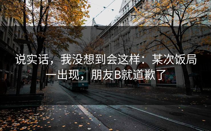 说实话，我没想到会这样：某次饭局一出现，朋友B就道歉了