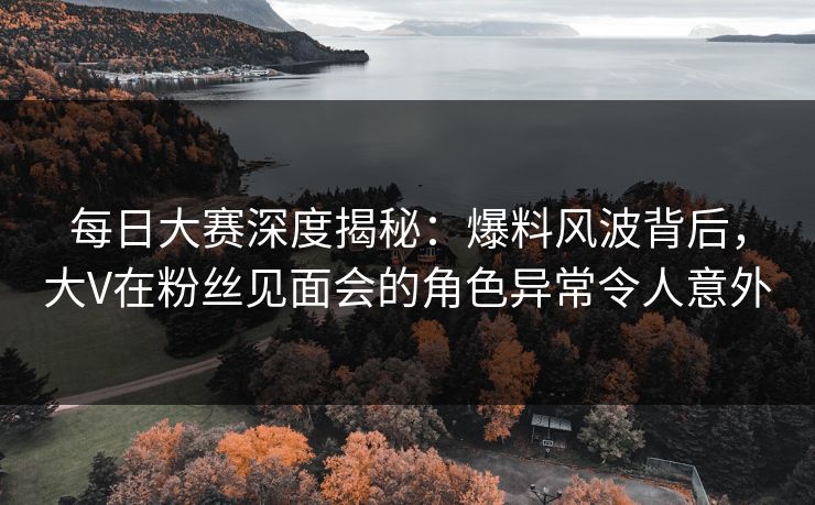 每日大赛深度揭秘：爆料风波背后，大V在粉丝见面会的角色异常令人意外  第1张