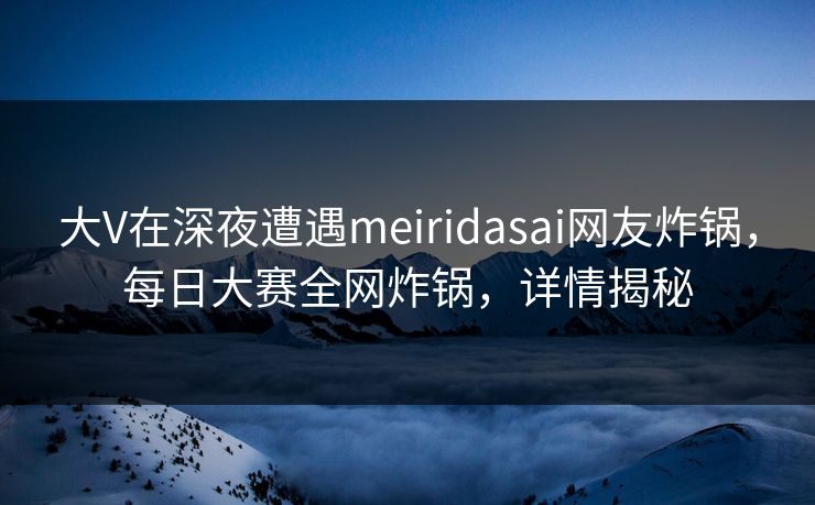 大V在深夜遭遇meiridasai网友炸锅，每日大赛全网炸锅，详情揭秘