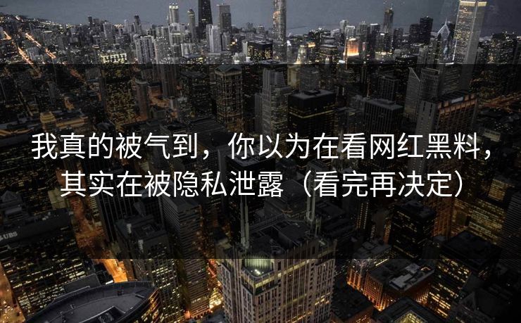 我真的被气到，你以为在看网红黑料，其实在被隐私泄露（看完再决定）