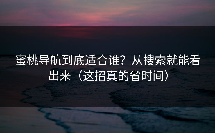蜜桃导航到底适合谁?从搜索就能看出来(这招真的省时间) 第1张 蜜桃导航到底适合谁?从搜索就能看出来(这招真的省时间) 第1张
